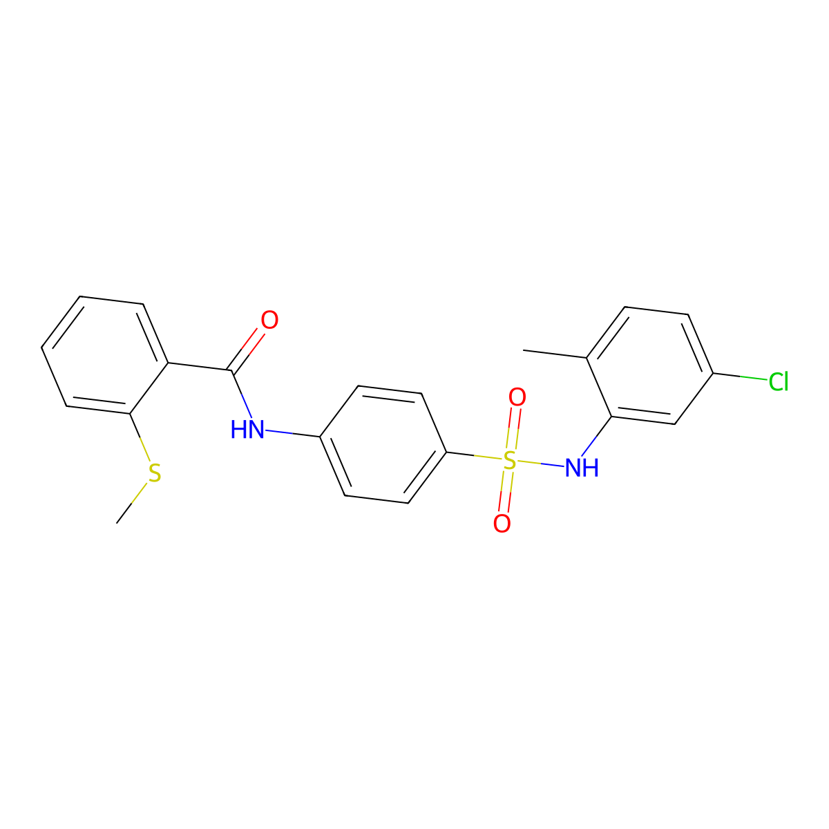 N-[4-[(5-chloro-2-methylphenyl)sulfamoyl]phenyl]-2-methylsulfanylbenzamide molecular structure, CAS 838407-39-9