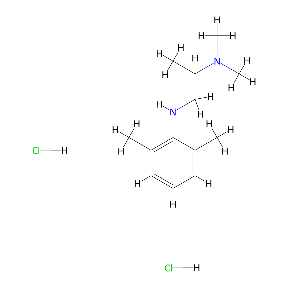 1-(2,6-Dimethylphenylamino)-2-dimethylaminopropane dihydrochloride molecular structure, CAS 83843-39-4