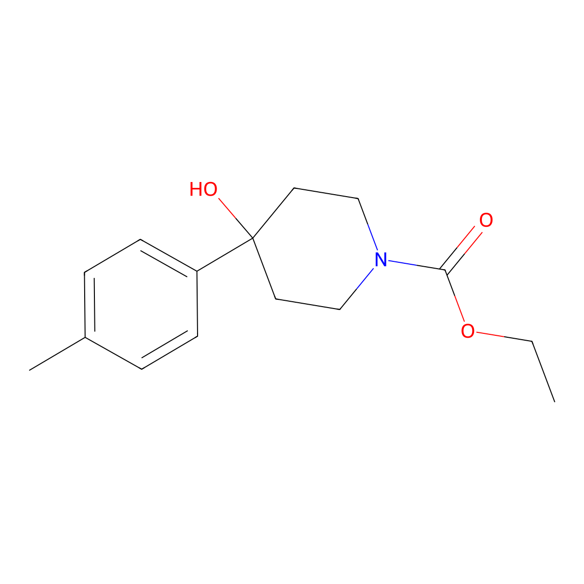 Ethyl 4-hydroxy-4-(p-tolyl)piperidine-1-carboxylate molecular structure, CAS 83846-82-6