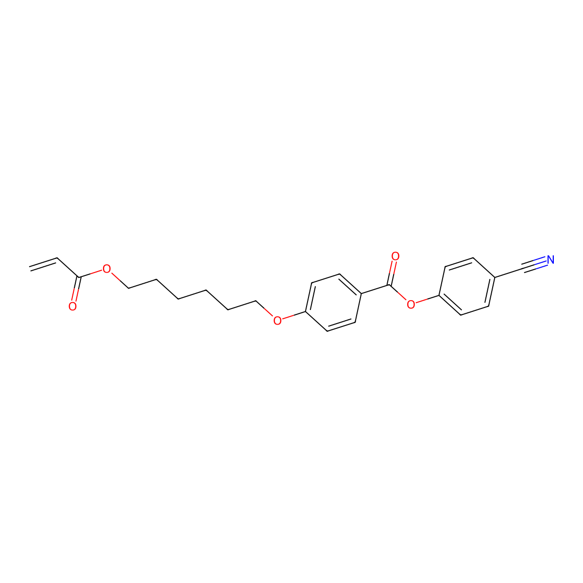 4-Cyanophenyl-4-(6-(acryloyloxy)hexyloxy)benzoate molecular structure, CAS 83847-14-7