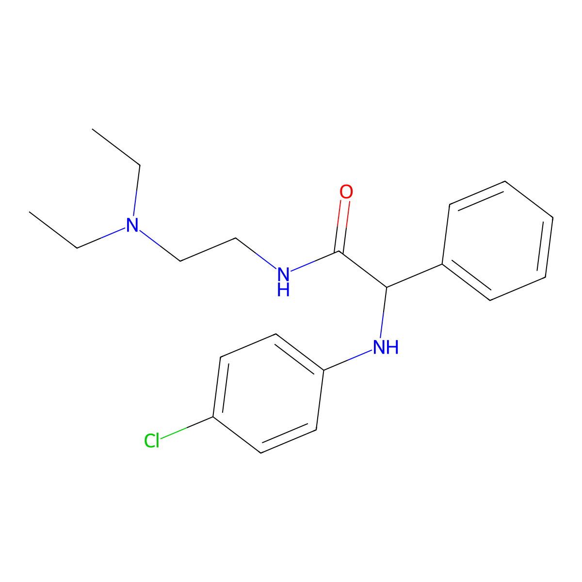 Acetamide, 2-(p-chloroanilino)-N-(2-(diethylamino)ethyl)-2-phenyl- molecular structure, CAS 83850-79-7