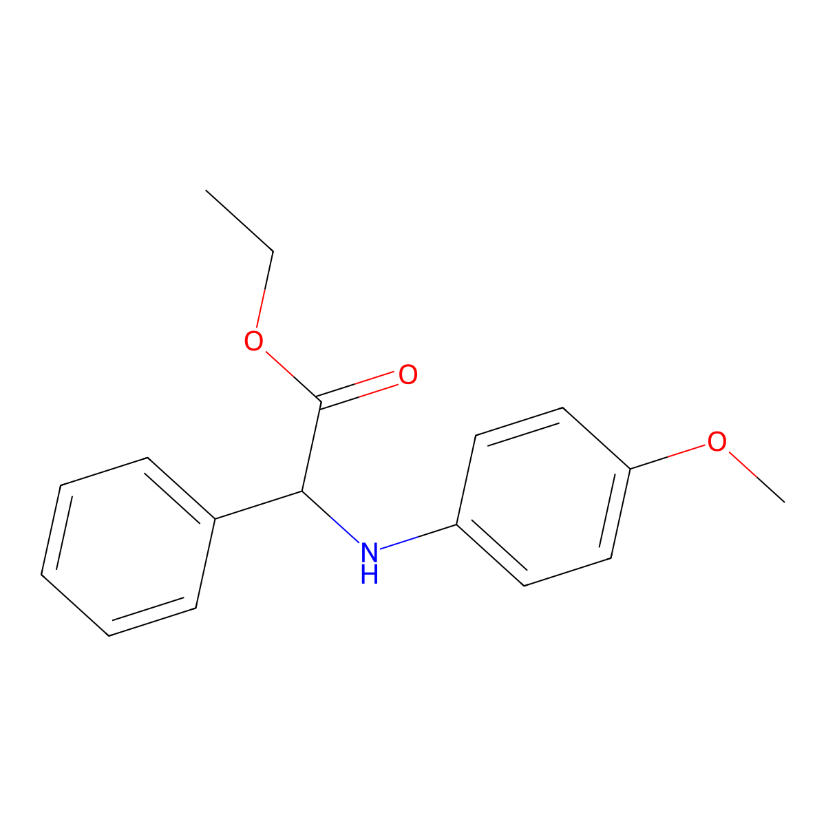 Ethyl 2-[(4-methoxyphenyl)amino]-2-phenylacetate molecular structure, CAS 83851-11-0
