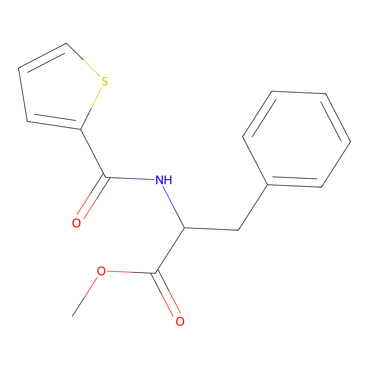 l-Phenylalanine, N-(2-thienylcarbonyl)-, methyl ester molecular structure, CAS 83851-72-3