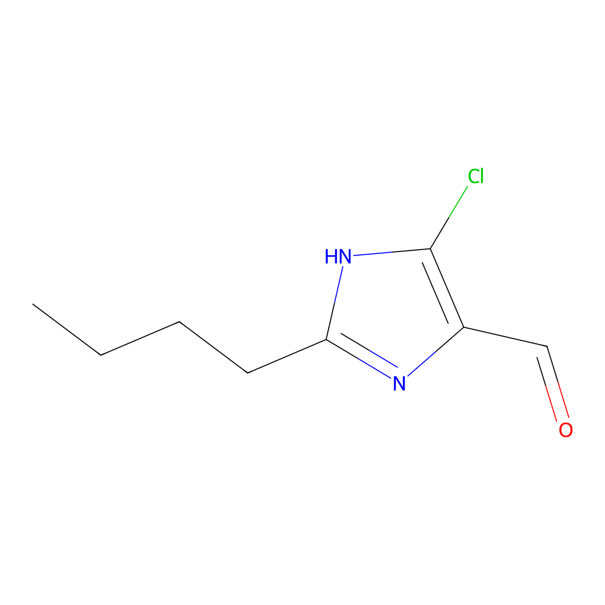 2-Butyl-5-chloro-1H-imidazole-4-carbaldehyde molecular structure, CAS 83857-96-9