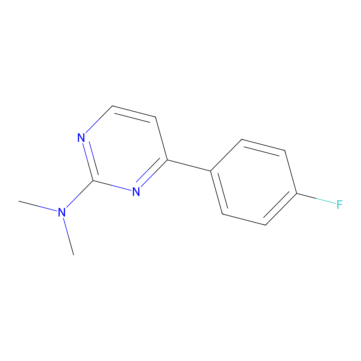 2-Dimethylamino-4-(4-fluorophenyl)pyrimidine molecular structure, CAS 83858-07-5