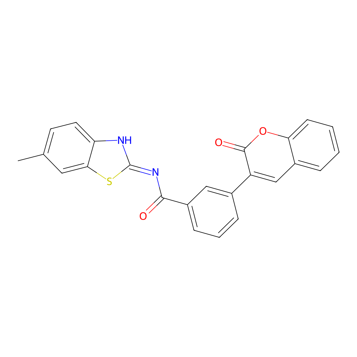 N-(6-methyl-1,3-benzothiazol-2-yl)-3-(2-oxochromen-3-yl)benzamide molecular structure, CAS 838583-03-2