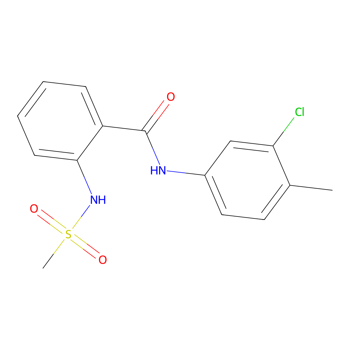 N-(3-chloro-4-methylphenyl)-2-(methanesulfonamido)benzamide molecular structure, CAS 838584-06-8