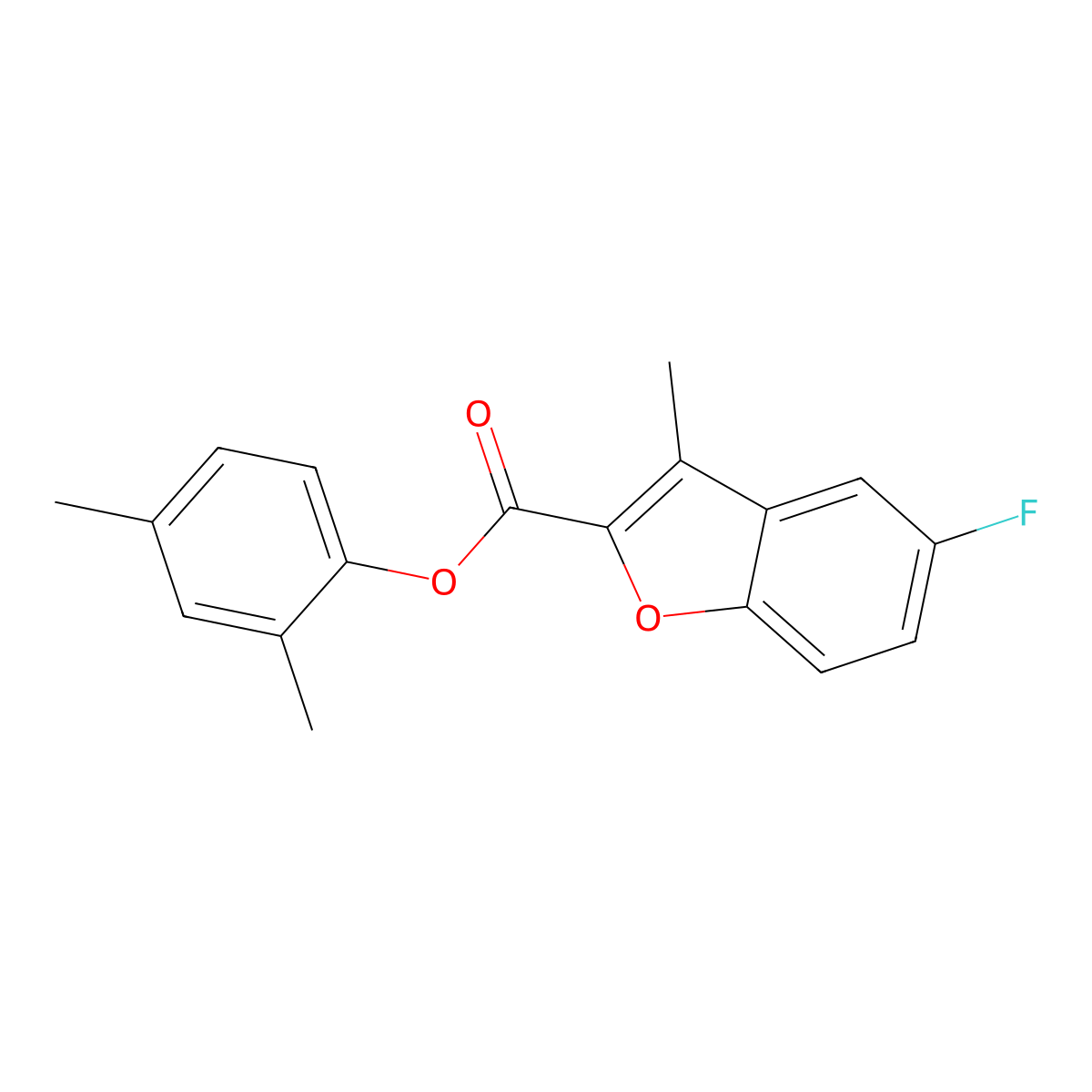 2,4-Dimethylphenyl 5-fluoro-3-methyl-1-benzofuran-2-carboxylate molecular structure, CAS 838585-74-3