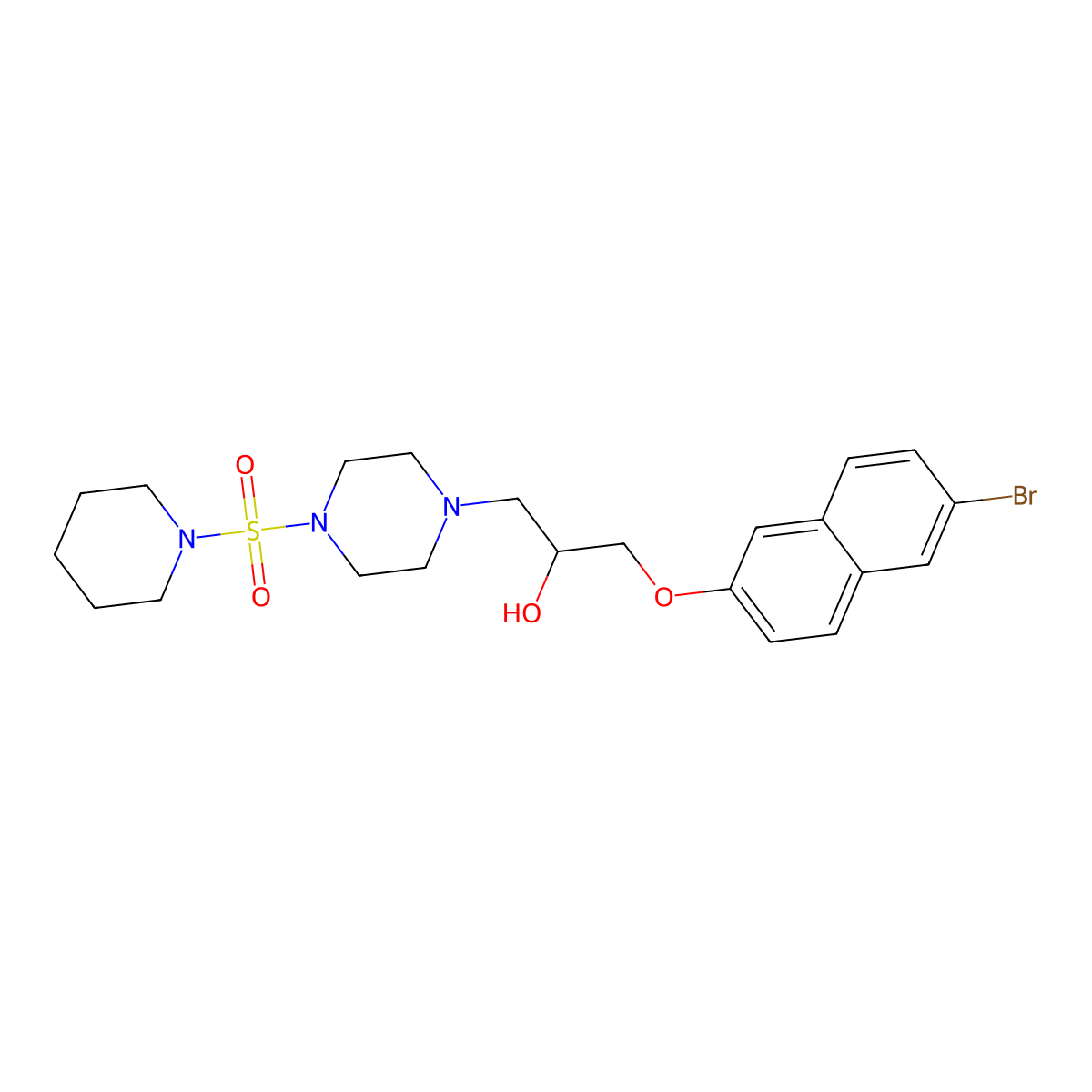 1-[(6-Bromo-2-naphthyl)oxy]-3-[4-(1-piperidinylsulfonyl)-1-piperazinyl]-2-propanol molecular structure, CAS 838587-39-6
