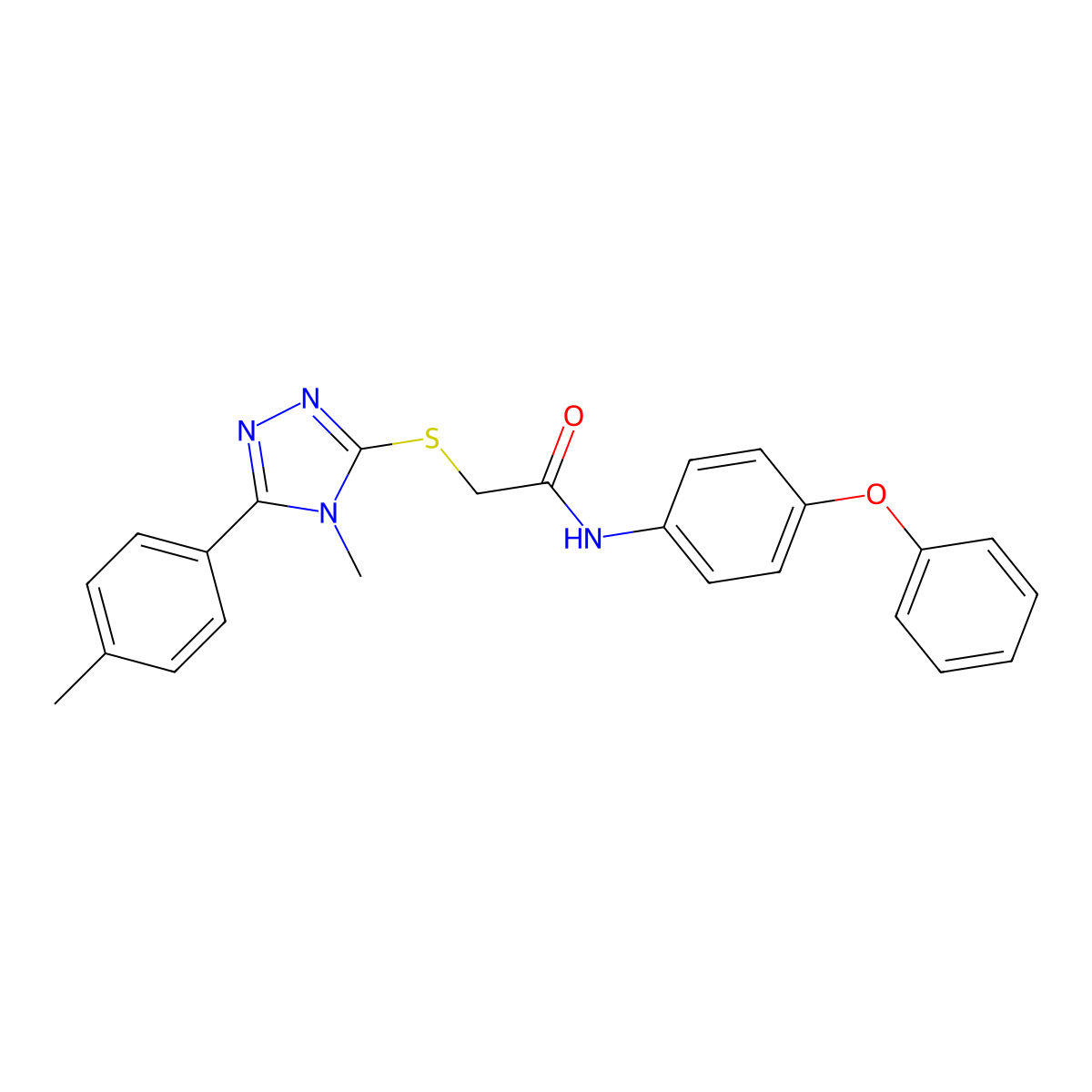 2-[[4-methyl-5-(4-methylphenyl)-1,2,4-triazol-3-yl]sulfanyl]-N-(4-phenoxyphenyl)acetamide molecular structure, CAS 838587-65-8
