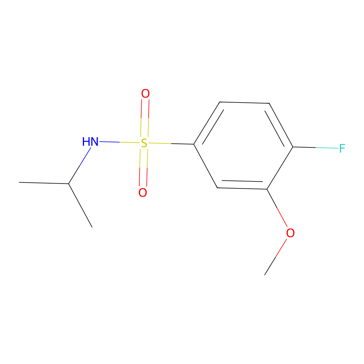 4-fluoro-N-isopropyl-3-methoxybenzenesulfonamide molecular structure, CAS 838590-21-9
