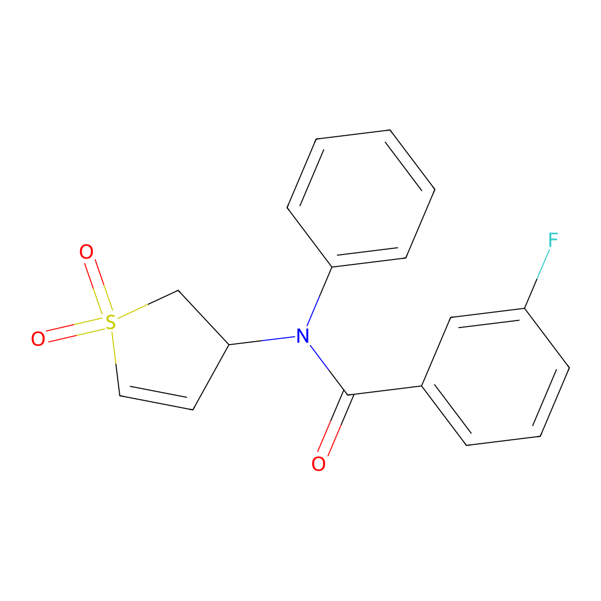 N-(1,1-dioxo-2,3-dihydrothiophen-3-yl)-3-fluoro-N-phenylbenzamide molecular structure, CAS 838592-14-6