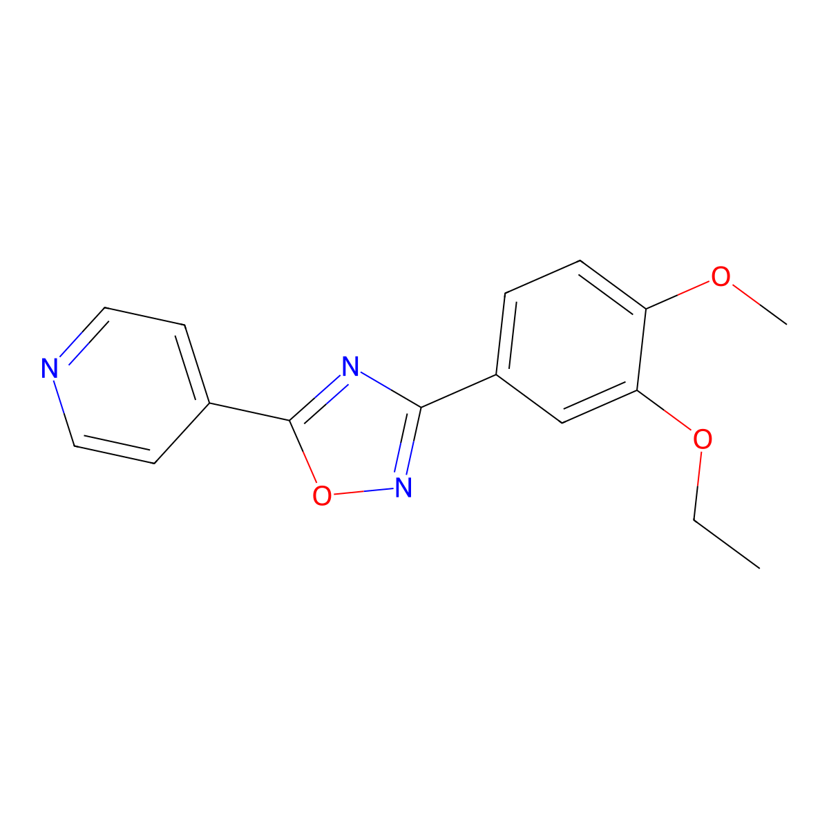3-(3-Ethoxy-4-methoxyphenyl)-5-pyridin-4-yl-1,2,4-oxadiazole molecular structure, CAS 838594-84-6