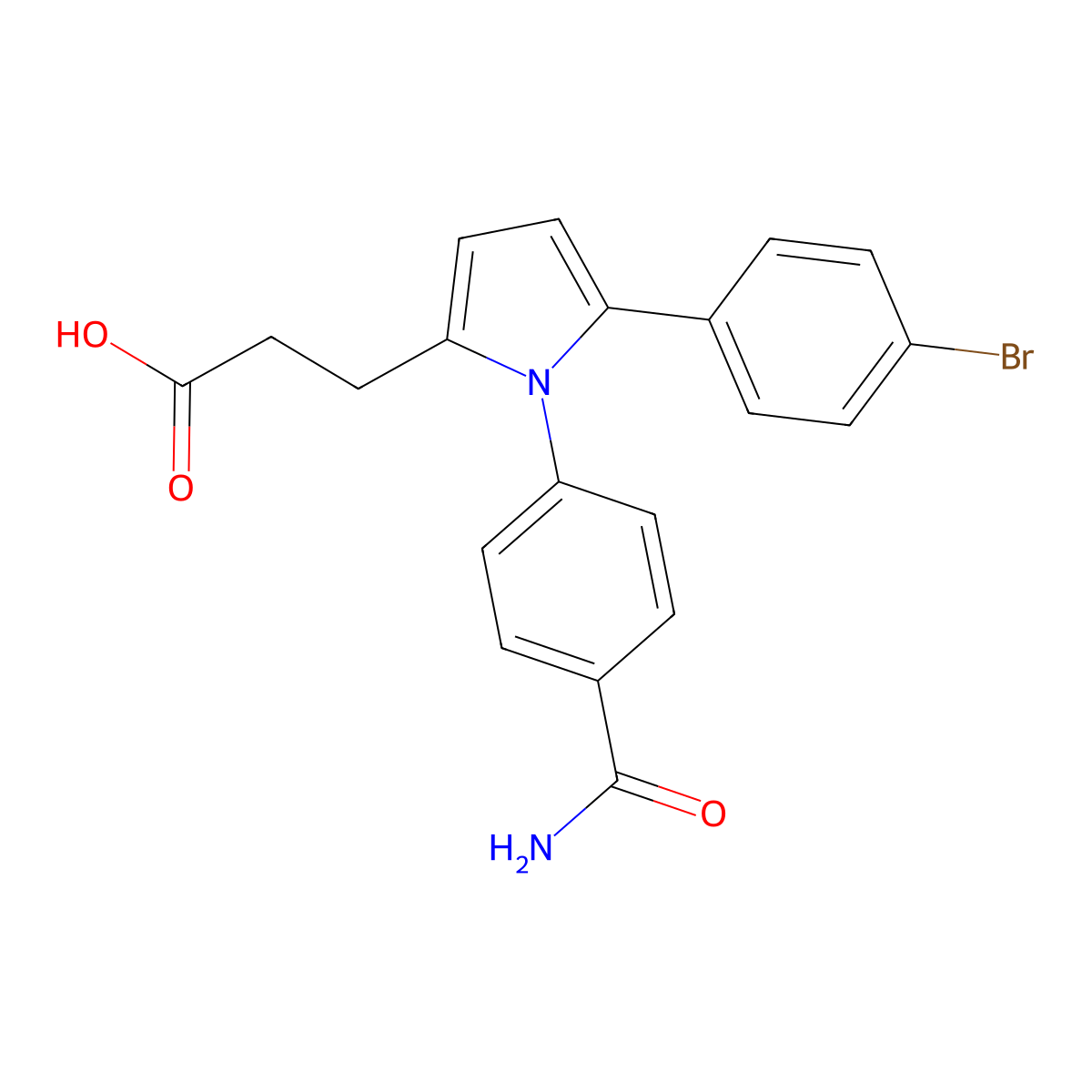 3-[5-(4-bromophenyl)-1-(4-carbamoylphenyl)-1H-pyrrol-2-yl]propanoic acid molecular structure, CAS 838595-27-0