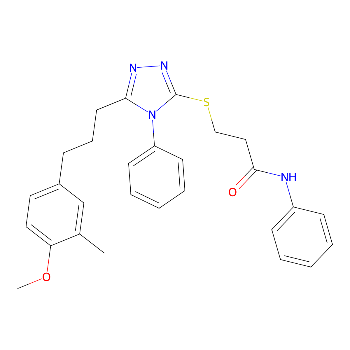 3-[[5-[3-(4-methoxy-3-methylphenyl)propyl]-4-phenyl-1,2,4-triazol-3-yl]sulfanyl]-N-phenylpropanamide molecular structure, CAS 838598-17-7