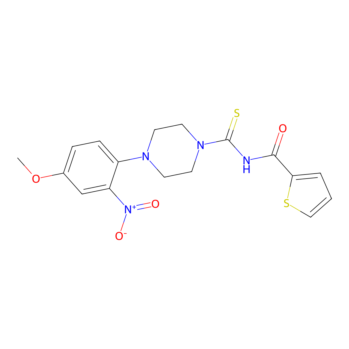 N-[4-(4-methoxy-2-nitrophenyl)piperazine-1-carbothioyl]thiophene-2-carboxamide molecular structure, CAS 838598-90-6