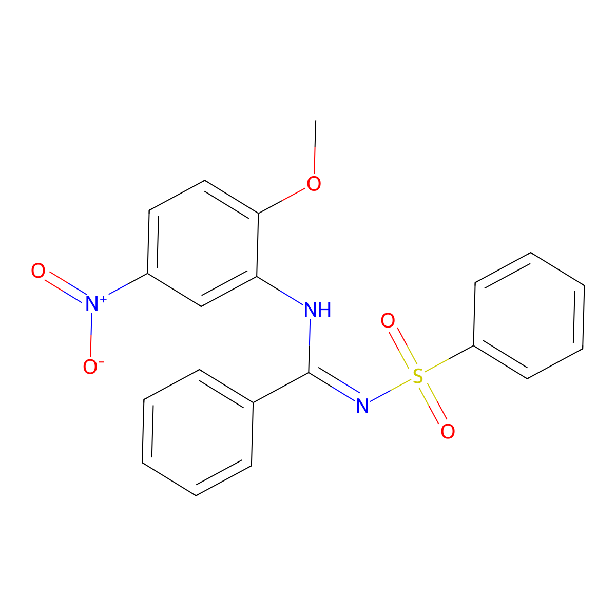 [(Z)-(2-methoxy-5-nitrophenylamino)phenylmethyleneamino](oxo)(phenyl)-lambda-sulfaniumolate molecular structure, CAS 838602-40-7