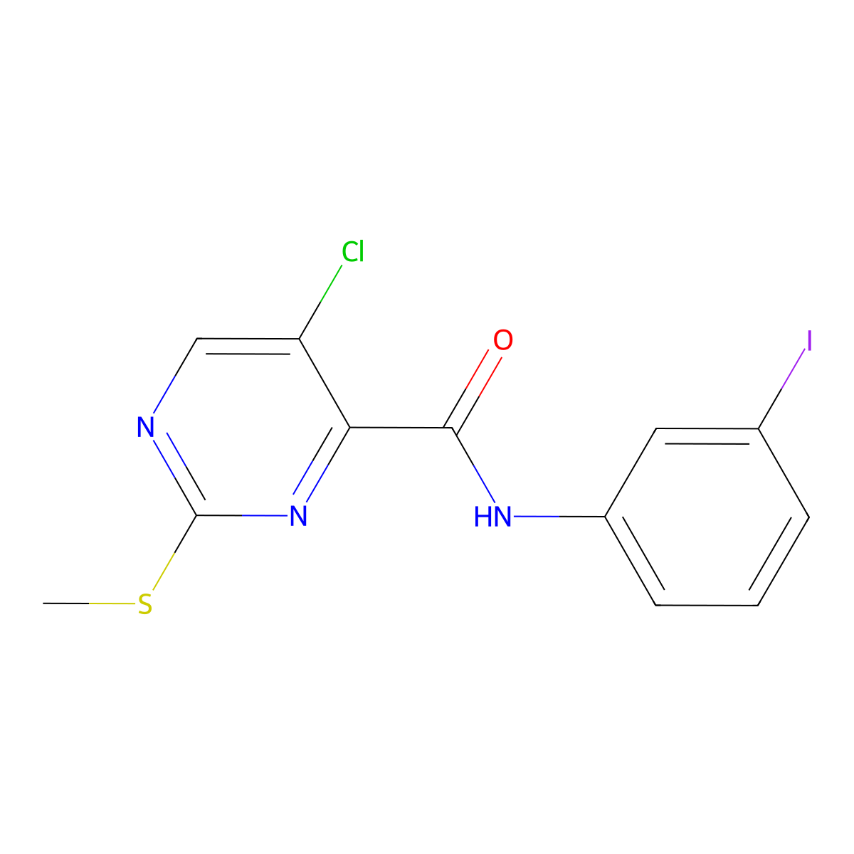 5-chloro-N-(3-iodophenyl)-2-(methylsulfanyl)pyrimidine-4-carboxamide molecular structure, CAS 838602-92-9