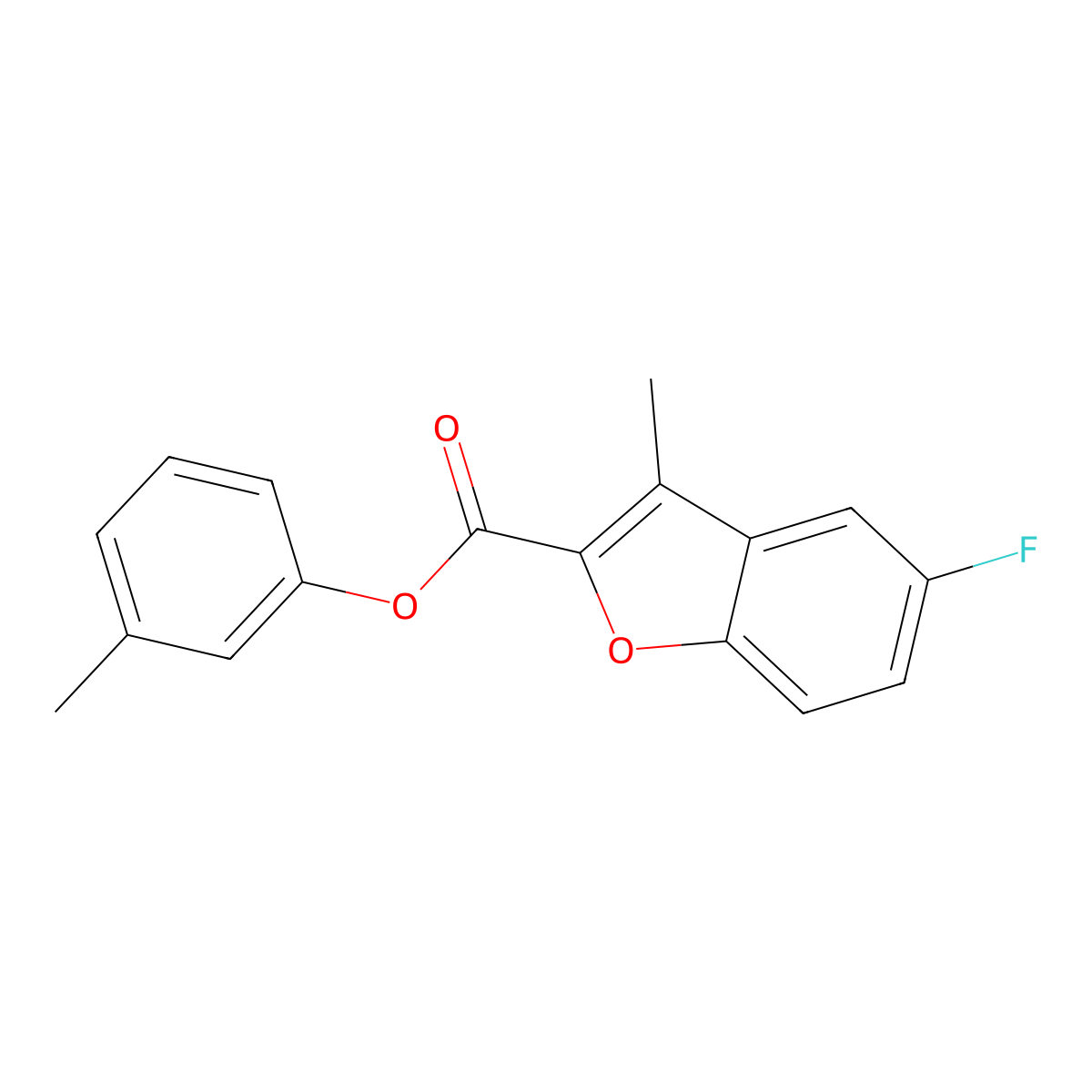 3-Methylphenyl 5-fluoro-3-methyl-1-benzofuran-2-carboxylate molecular structure, CAS 838603-20-6