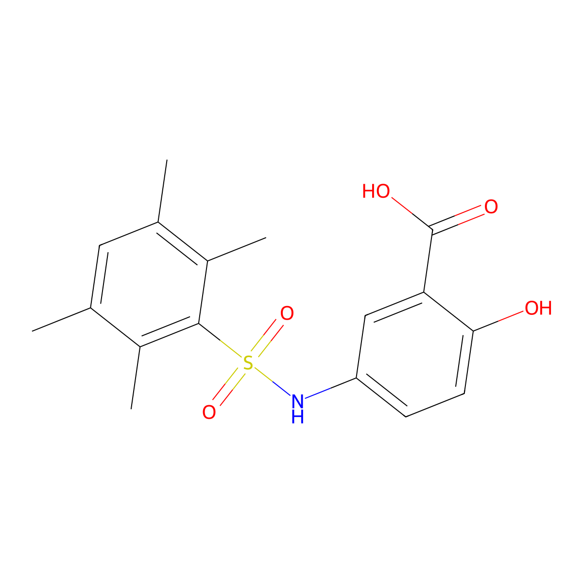 2-Hydroxy-5-(2,3,5,6-tetramethylphenylsulfonamido)benzoic acid molecular structure, CAS 838604-87-8
