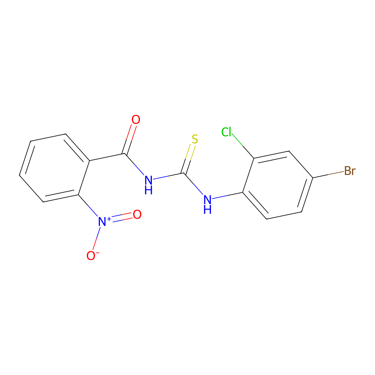 N-[(4-bromo-2-chlorophenyl)carbamothioyl]-2-nitrobenzamide molecular structure, CAS 838605-61-1