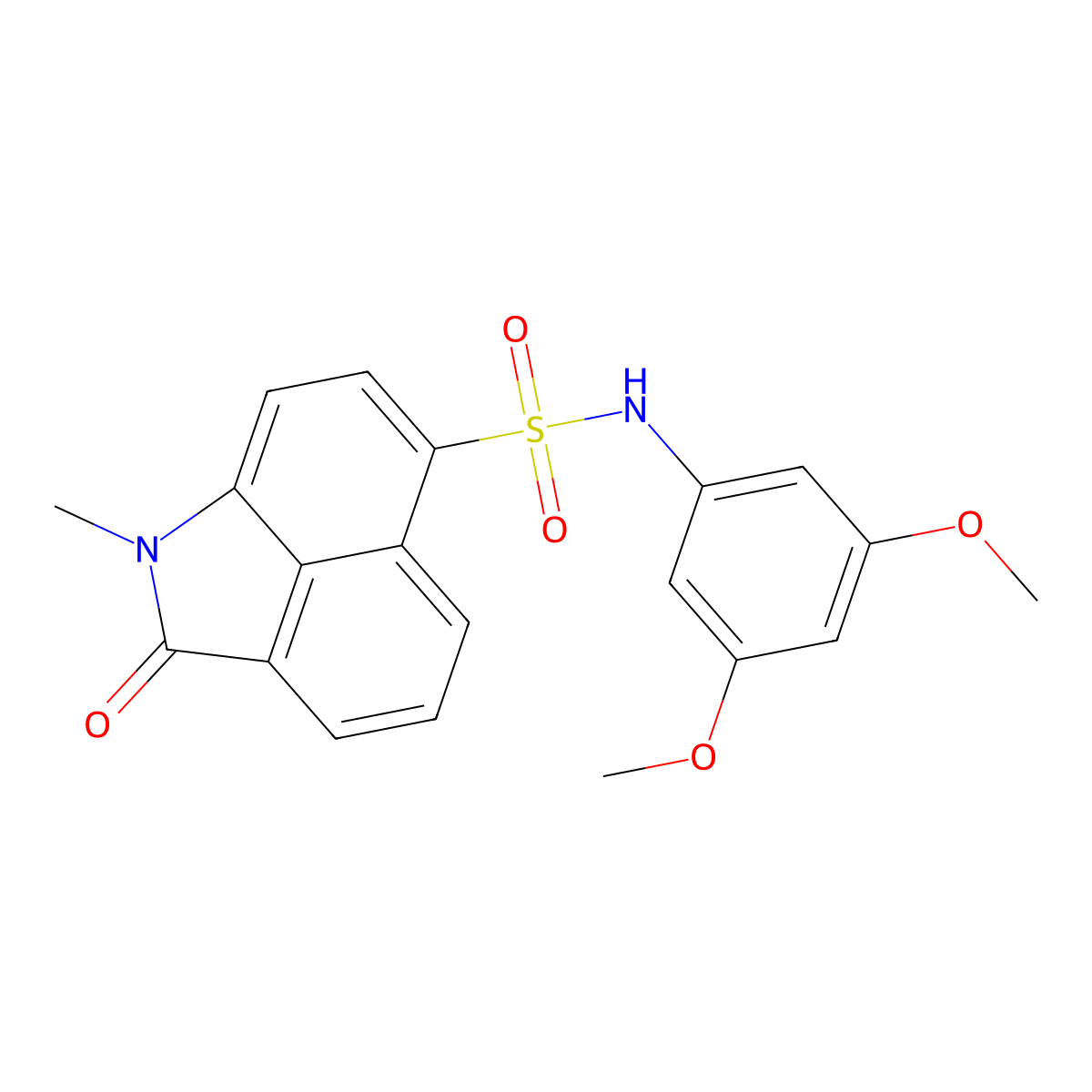 N-(3,5-dimethoxyphenyl)-1-methyl-2-oxo-1,2-dihydrobenzo[cd]indole-6-sulfonamide molecular structure, CAS 838606-65-8