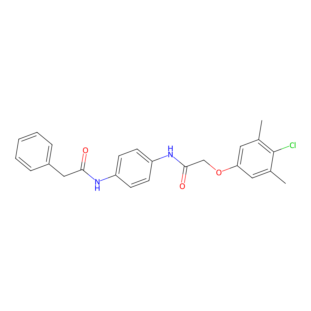 N-[4-[[2-(4-chloro-3,5-dimethylphenoxy)acetyl]amino]phenyl]-2-phenylacetamide molecular structure, CAS 838608-26-7