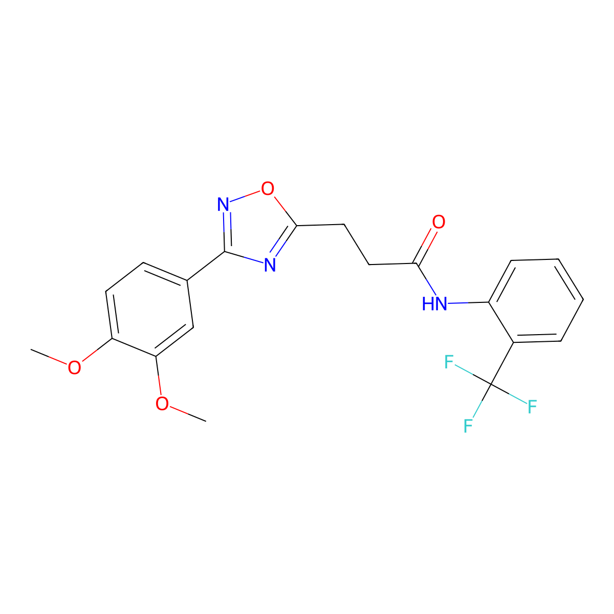 3-[3-(3,4-dimethoxyphenyl)-1,2,4-oxadiazol-5-yl]-N-[2-(trifluoromethyl)phenyl]propanamide molecular structure, CAS 838608-58-5