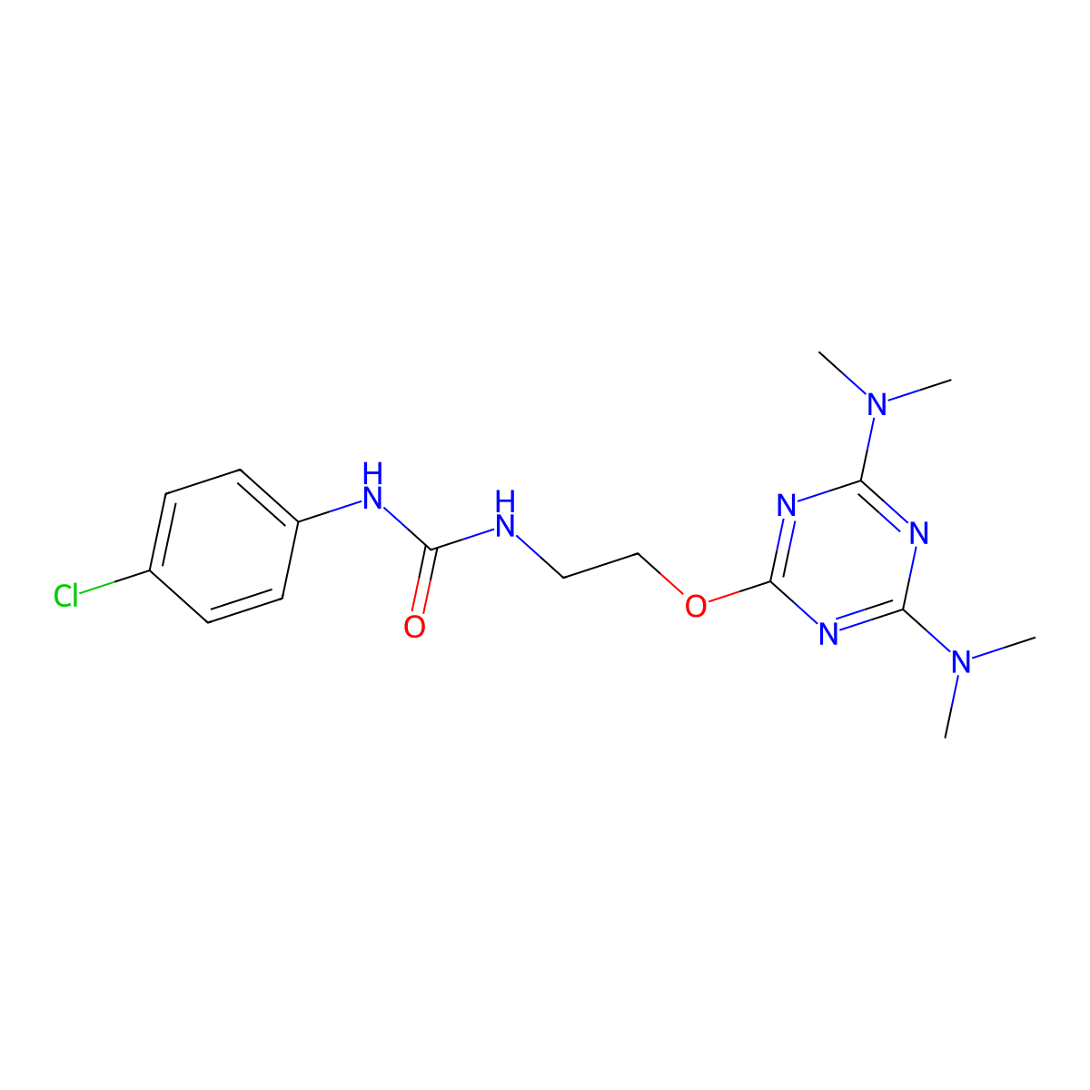 1-[2-[[4,6-Bis(dimethylamino)-1,3,5-triazin-2-yl]oxy]ethyl]-3-(4-chlorophenyl)urea molecular structure, CAS 838612-51-4