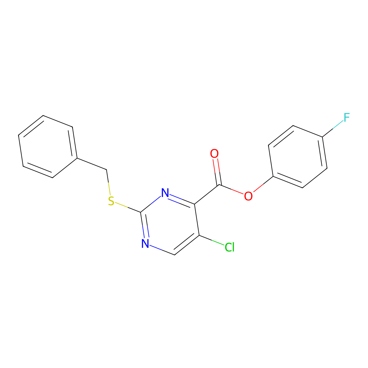 4-Fluorophenyl 2-(benzylsulfanyl)-5-chloropyrimidine-4-carboxylate molecular structure, CAS 838615-74-0