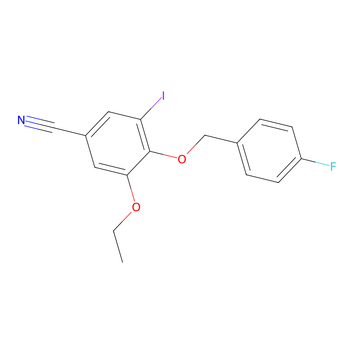 3-Ethoxy-4-[(4-fluorophenyl)methoxy]-5-iodobenzonitrile molecular structure, CAS 838618-51-2