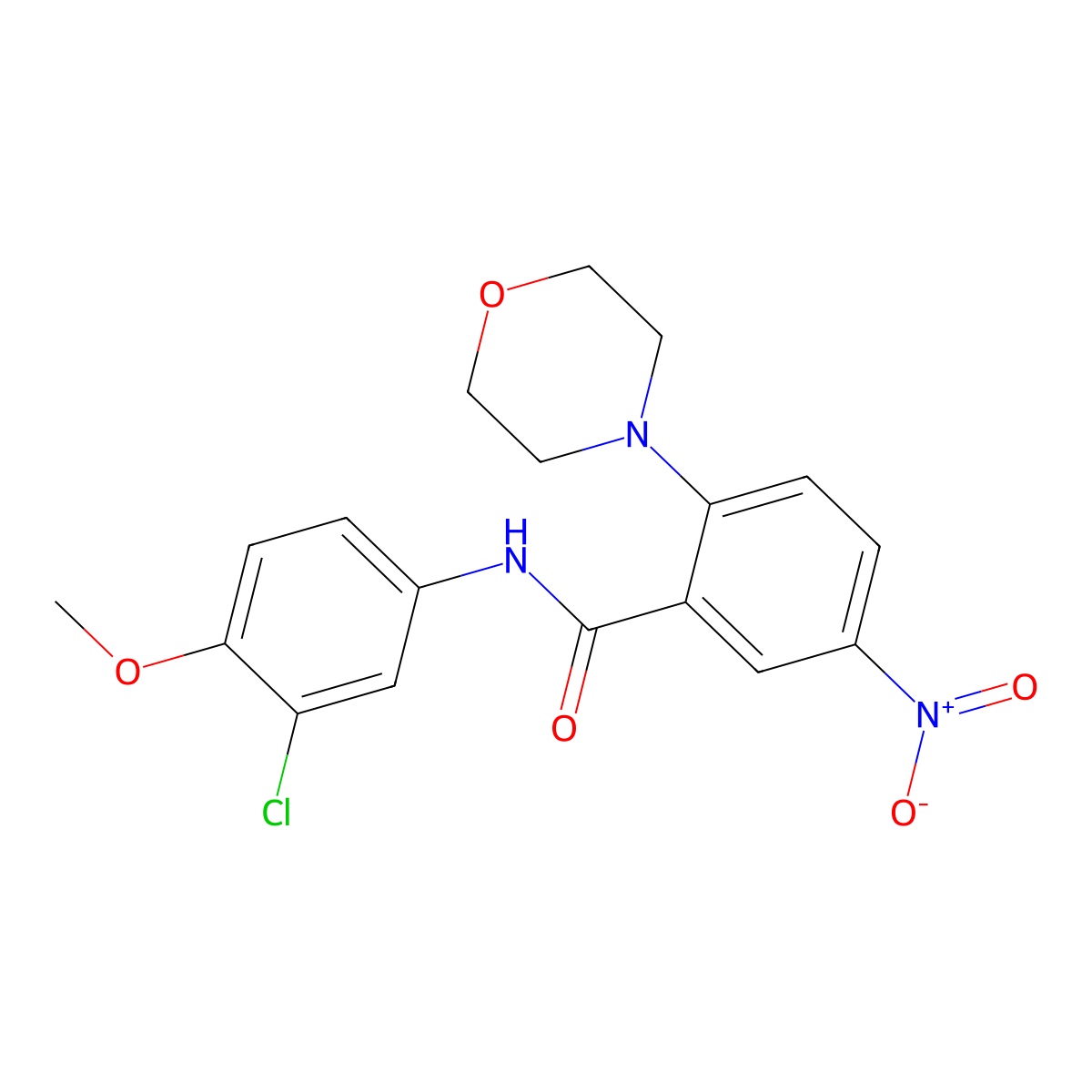 N-(3-chloro-4-methoxyphenyl)-2-morpholin-4-yl-5-nitrobenzamide molecular structure, CAS 838618-88-5