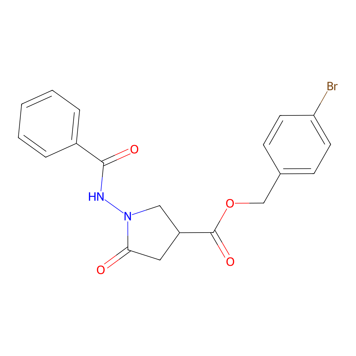 4-Bromobenzyl 5-oxo-1-[(phenylcarbonyl)amino]pyrrolidine-3-carboxylate molecular structure, CAS 838622-64-3