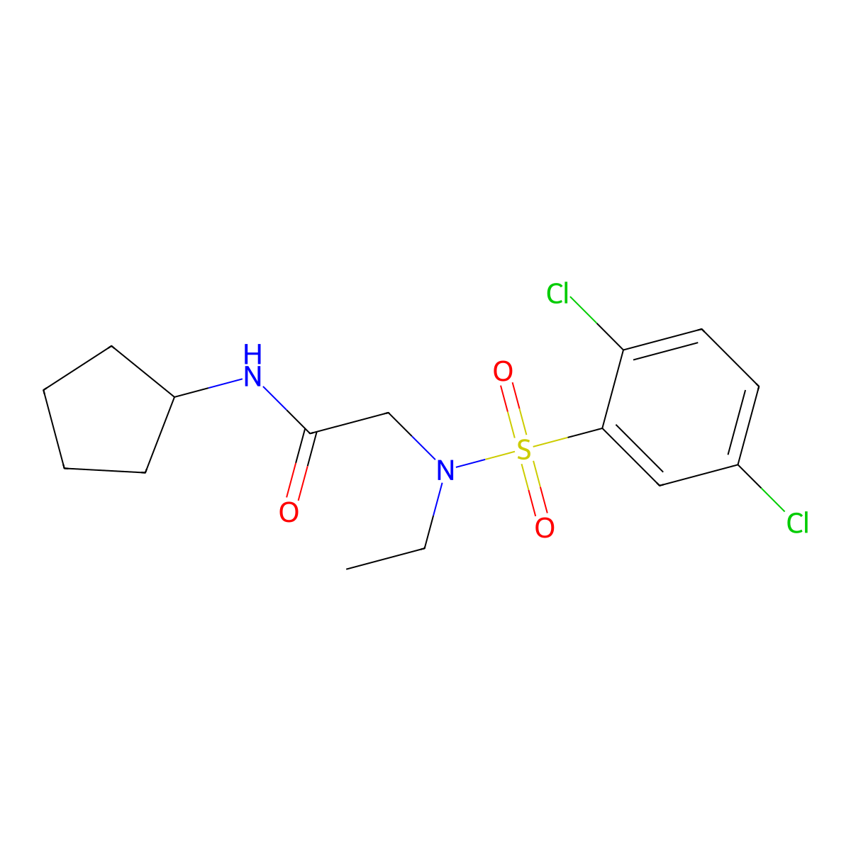 N-cyclopentyl-2-[(2,5-dichlorophenyl)sulfonyl-ethylamino]acetamide molecular structure, CAS 838622-78-9