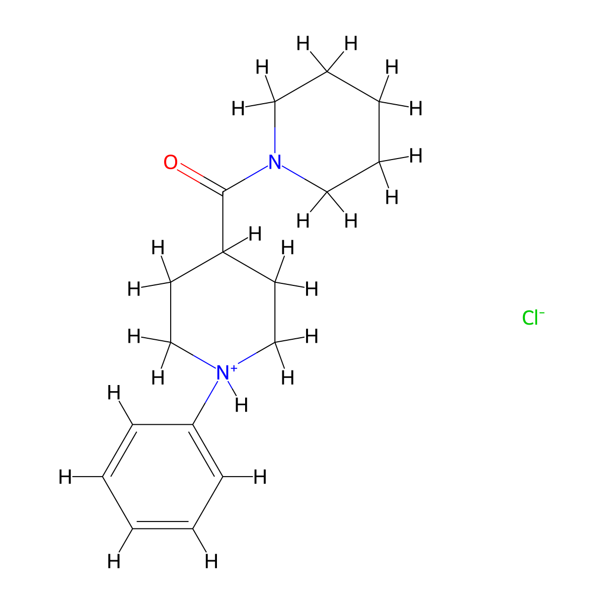 (1-Phenylpiperidin-4-yl)(piperidin-1-yl)methanone--hydrogen chloride (1/1) molecular structure, CAS 83863-47-2