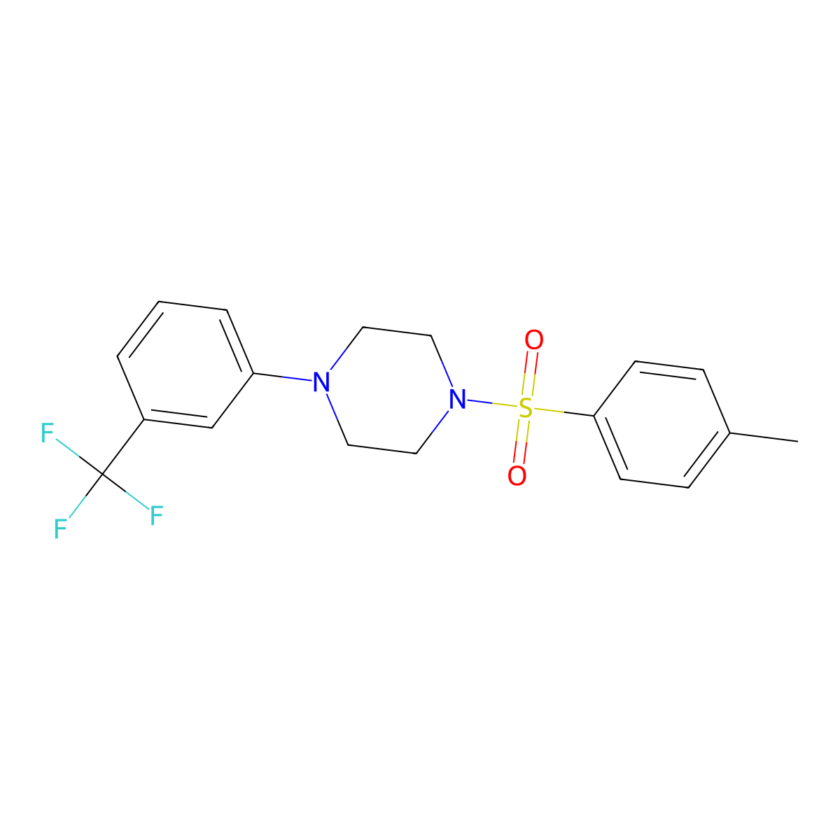 1-(p-Tolylsulphonyl)-4-(3-(trifluoromethyl)phenyl)piperazine molecular structure, CAS 83863-48-3