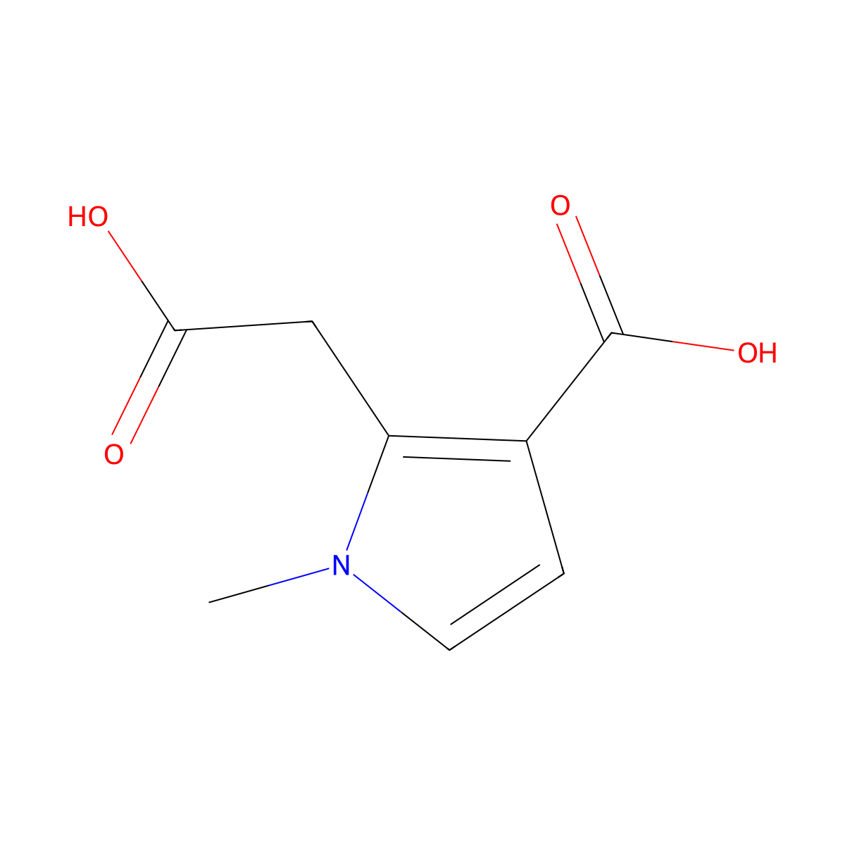 3-Carboxy-1-methyl-1H-pyrrole-2-acetic acid molecular structure, CAS 83863-74-5