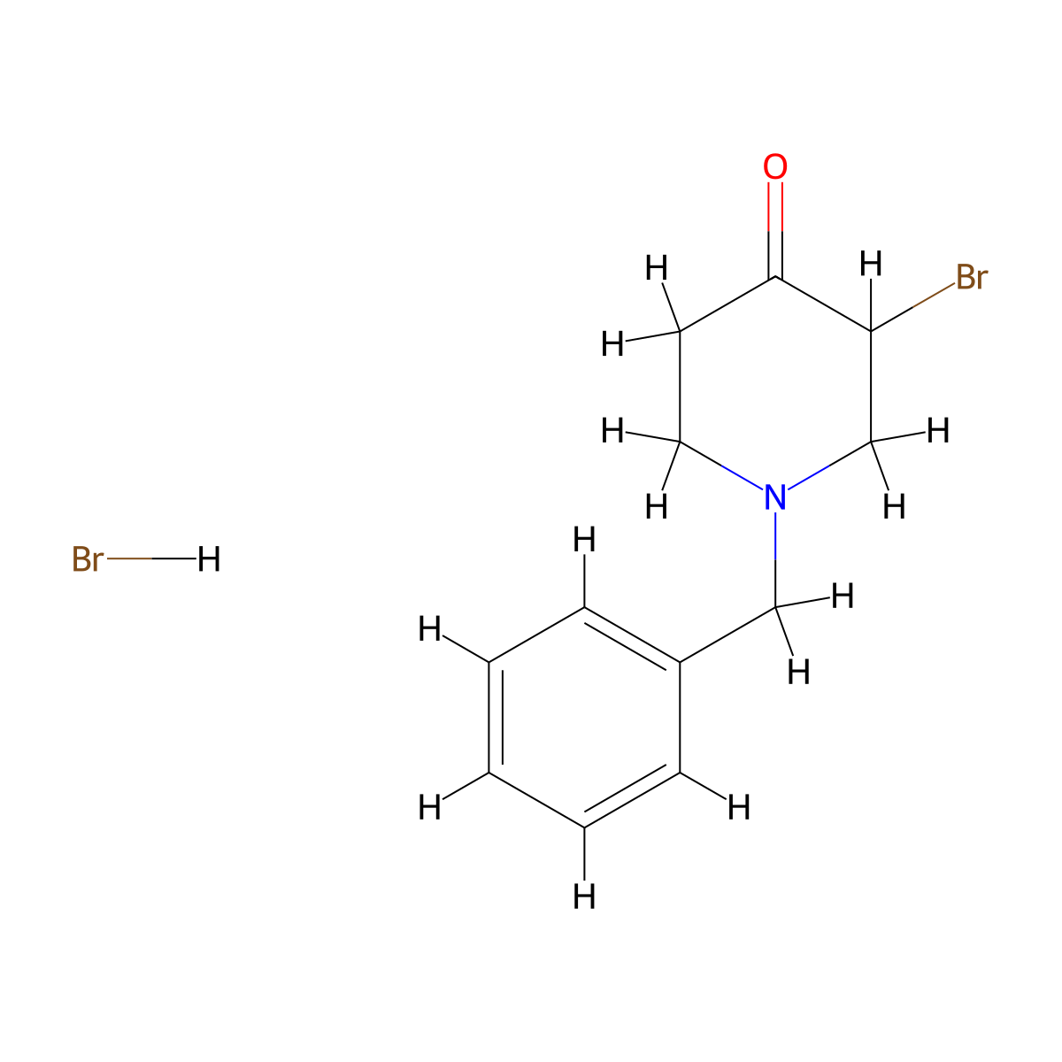 1-Benzyl-3-bromopiperidin-4-one hydrobromide molecular structure, CAS 83877-88-7