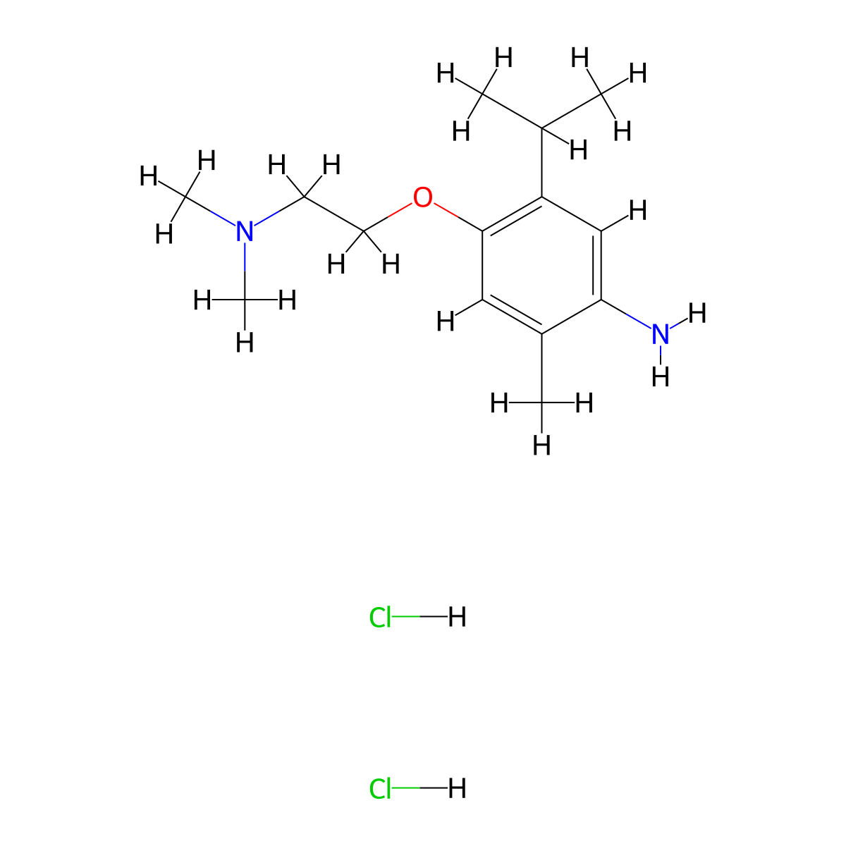 Phenetole, 4-amino-beta-(N,N-dimethylamino)-2-isopropyl-5-methyl-, dihydrochloride molecular structure, CAS 83880-23-3