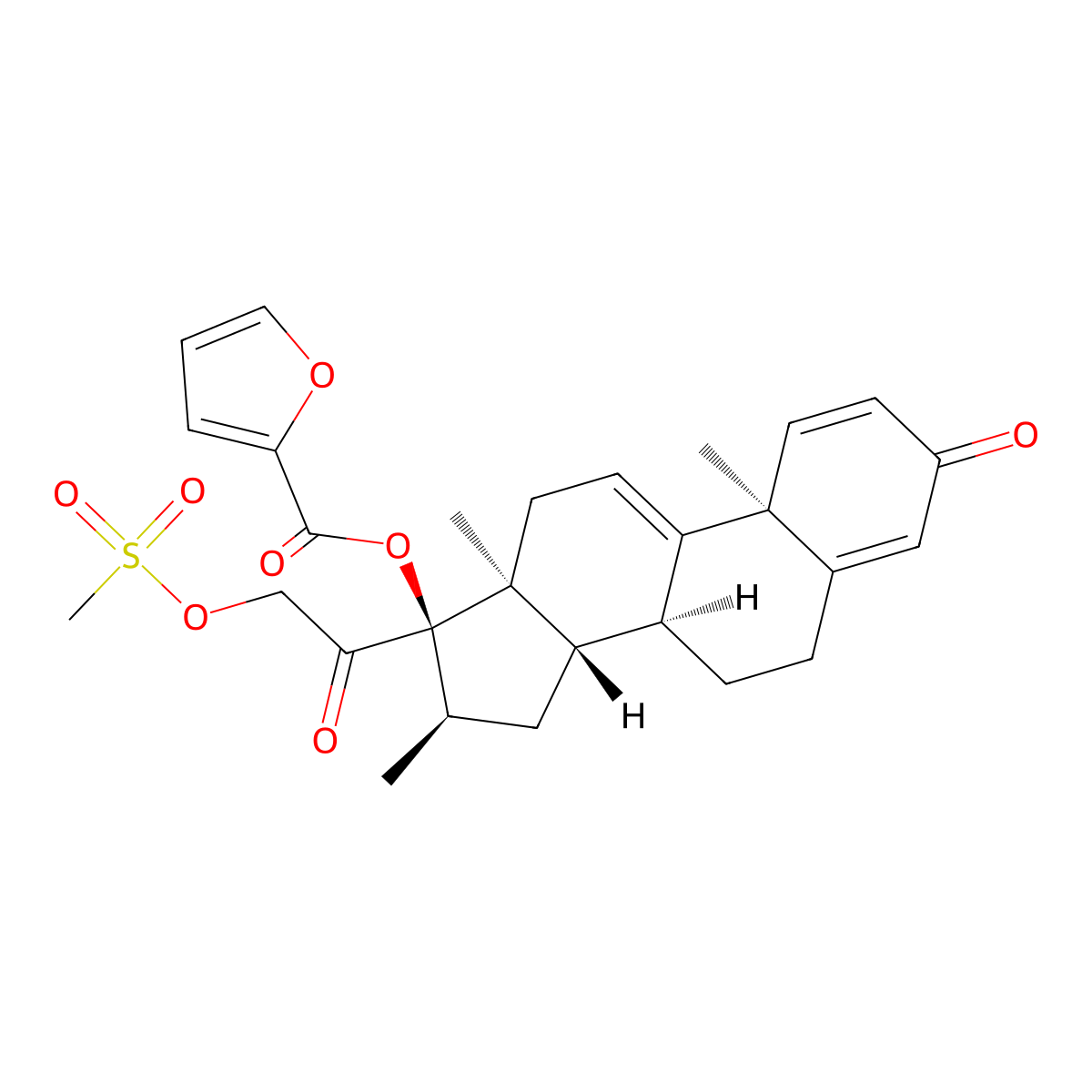 [(8S,10S,13S,14S,16R,17R)-10,13,16-trimethyl-17-(2-methylsulfonyloxyacetyl)-3-oxo-7,8,12,14,15,16-hexahydro-6H-cyclopenta[a]phenanthren-17-yl] furan-2-carboxylate molecular structure, CAS 83880-63-1