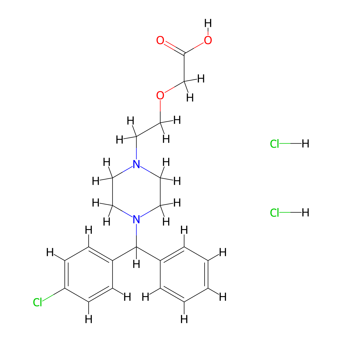 Cetirizine Hydrochloride molecular structure, CAS 83881-52-1
