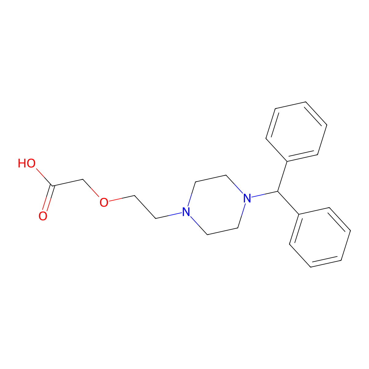 Deschlorocetirizine molecular structure, CAS 83881-53-2