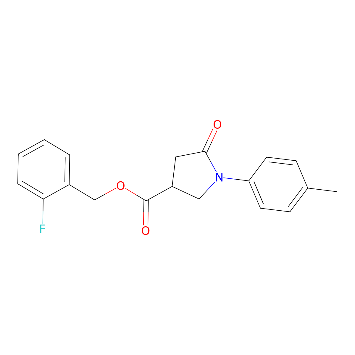 2-Fluorobenzyl 1-(4-methylphenyl)-5-oxopyrrolidine-3-carboxylate molecular structure, CAS 838810-98-3