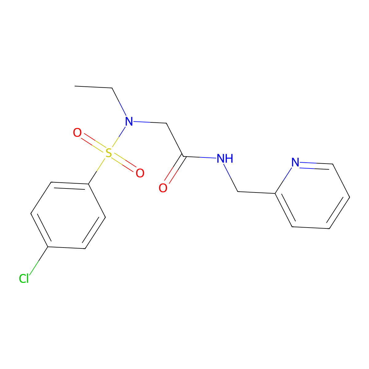 2-[(4-chlorophenyl)sulfonyl-ethylamino]-N-(pyridin-2-ylmethyl)acetamide molecular structure, CAS 838810-99-4
