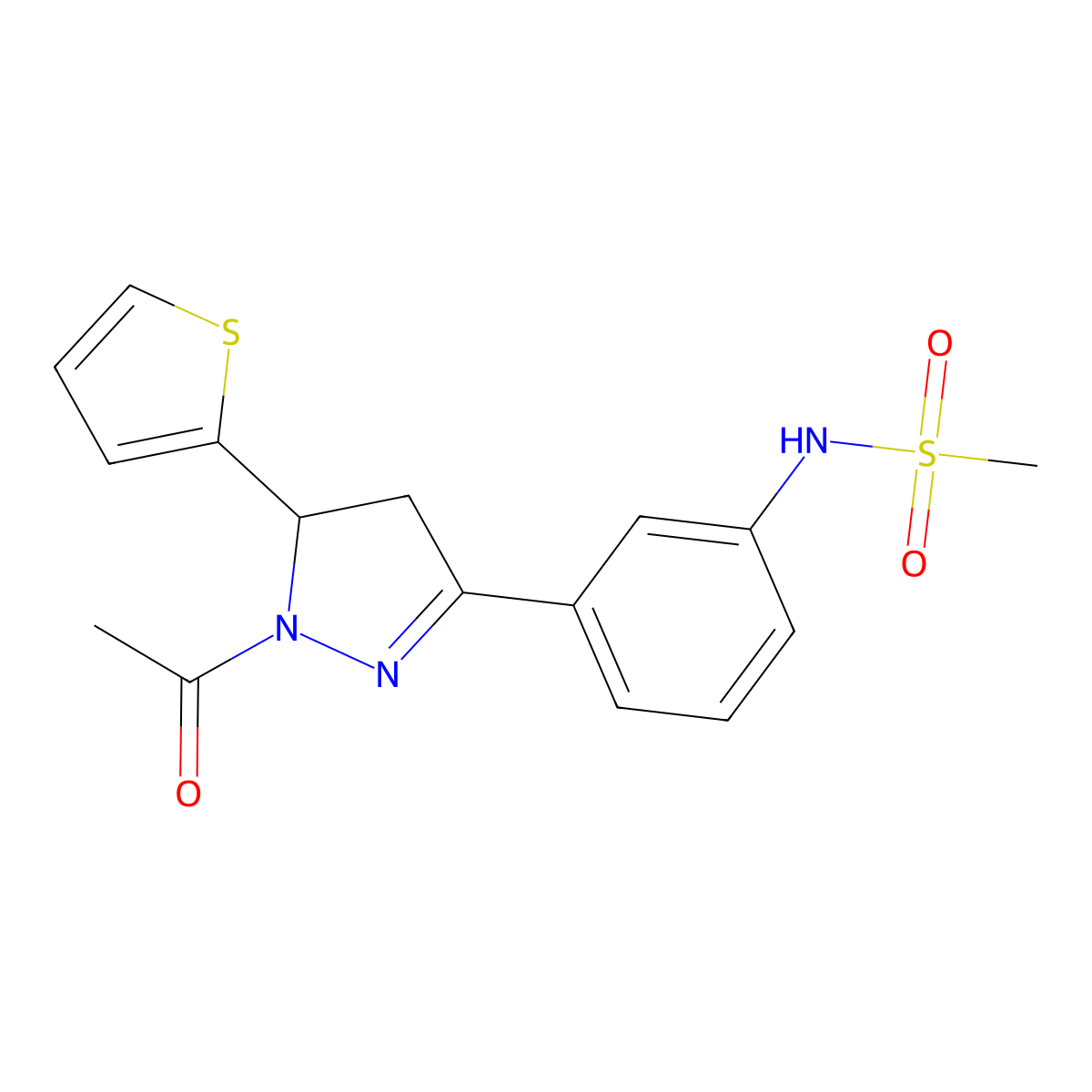 N-{3-[1-acetyl-5-(thiophen-2-yl)-4,5-dihydro-1H-pyrazol-3-yl]phenyl}methanesulfonamide molecular structure, CAS 838811-19-1