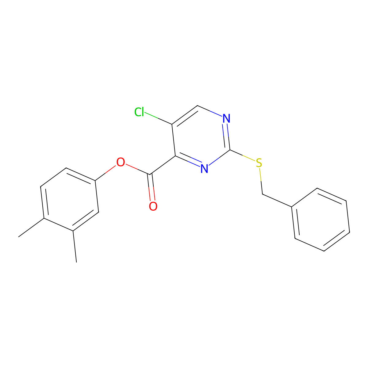 3,4-Dimethylphenyl 2-(benzylsulfanyl)-5-chloropyrimidine-4-carboxylate molecular structure, CAS 838811-39-5