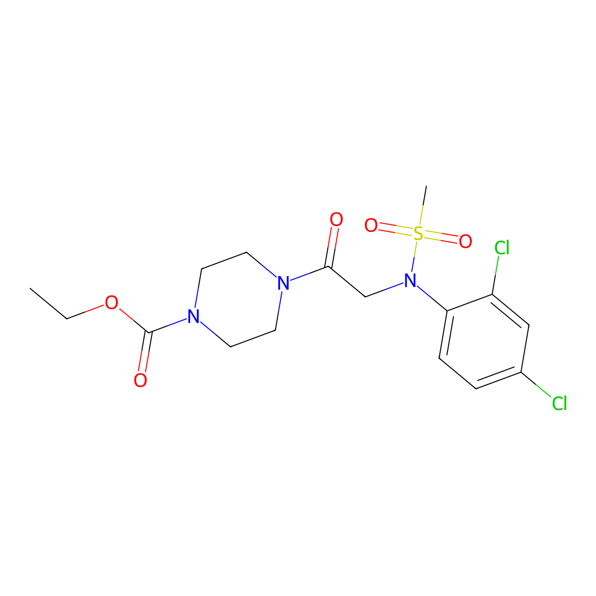 ethyl 4-[N-(2,4-dichlorophenyl)-N-(methylsulfonyl)glycyl]piperazine-1-carboxylate molecular structure, CAS 838811-42-0