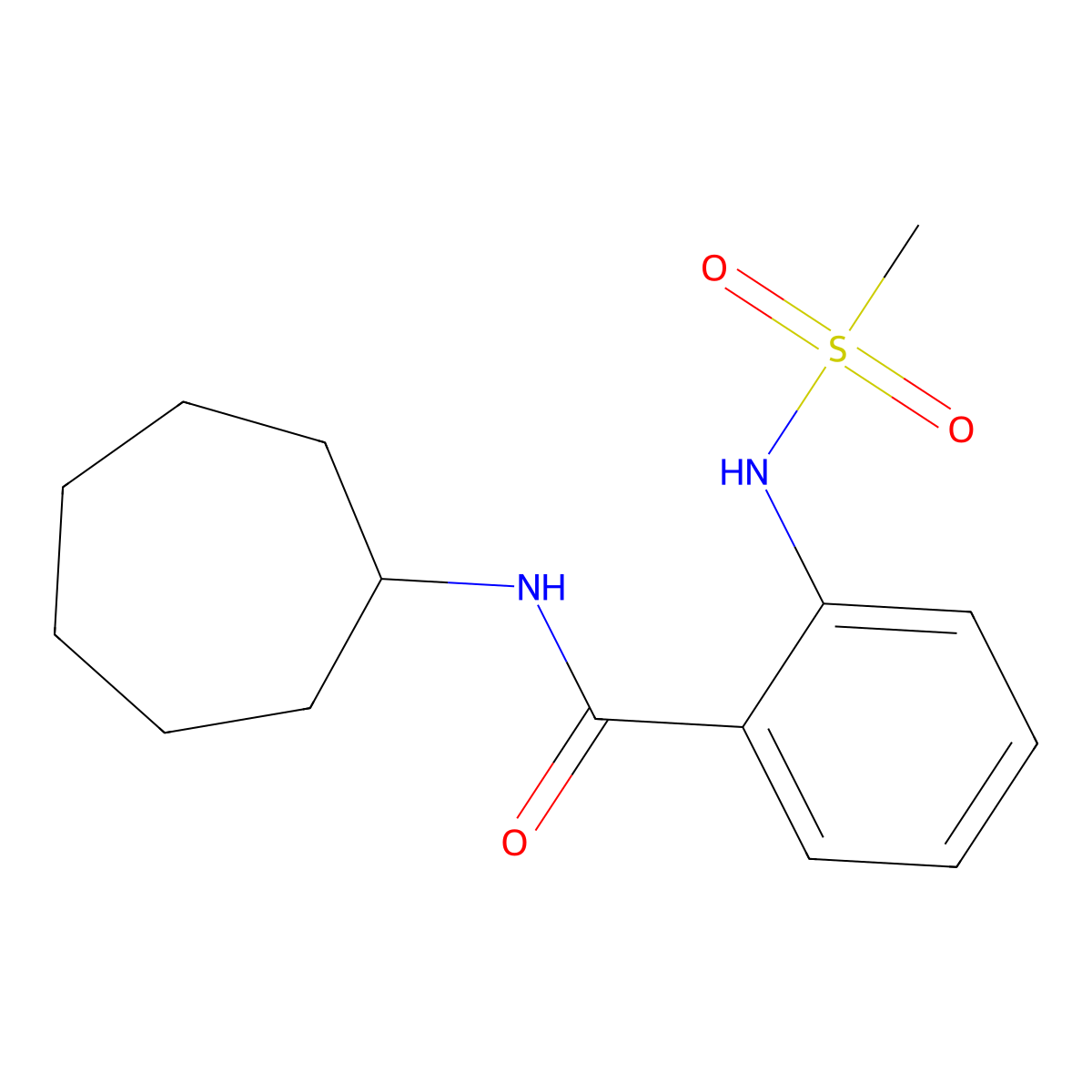 N-cycloheptyl-2-(methanesulfonamido)benzamide molecular structure, CAS 838811-59-9