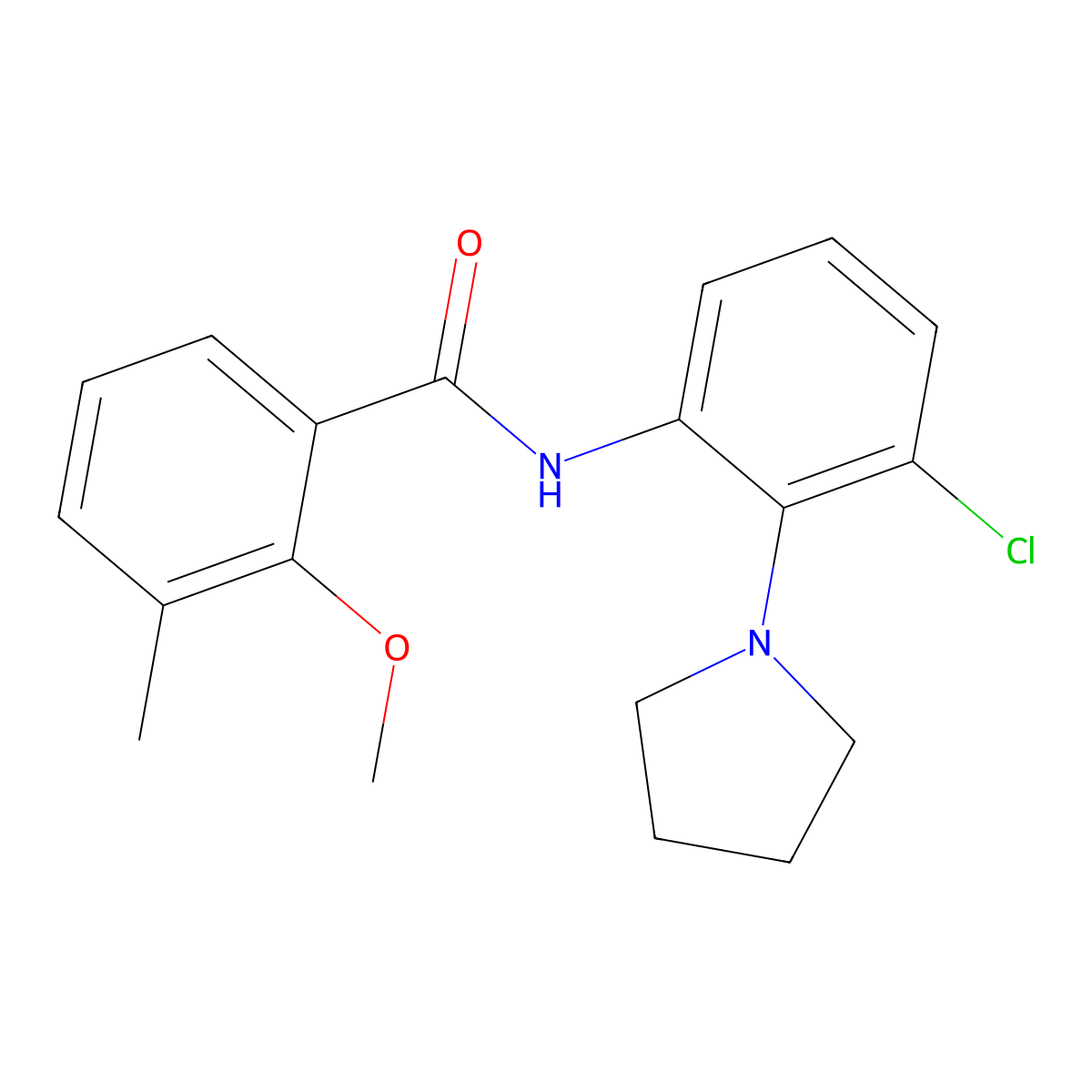 N-(3-chloro-2-pyrrolidin-1-ylphenyl)-2-methoxy-3-methylbenzamide molecular structure, CAS 838811-68-0
