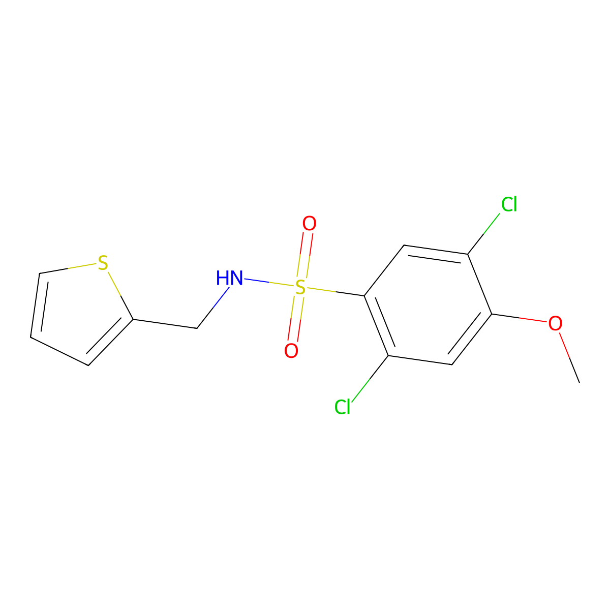 [(2,5-Dichloro-4-methoxyphenyl)sulfonyl](2-thienylmethyl)amine molecular structure, CAS 838812-11-6